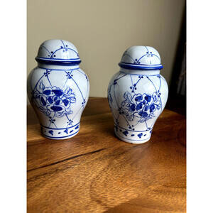 The Strata Group Cadeaux Blue and White Porcelain Salt and Pepper Shakers